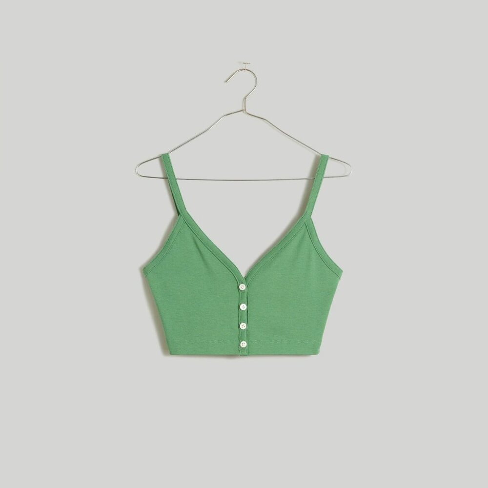 Madewell V Neck Button Front Crop Tank XS Green $35 - Picture 7 of 7